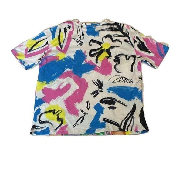 Zara Graphic All Over Print Abstract Artsy Oversized Tshirt - Picture 2 of 9
